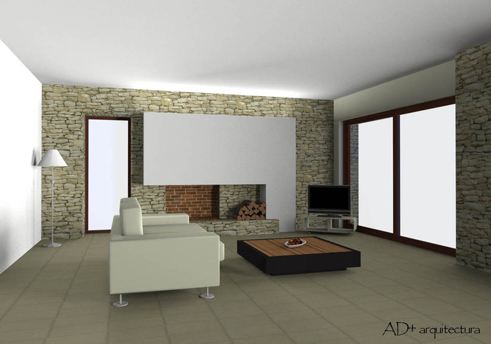 Chimenea con hogar abierto – AD+ arquitectura