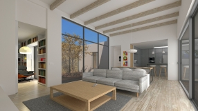 Vivienda en Meirás, Valdoviño. Estar-comedor