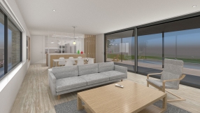 Vivienda en O Val, Narón.  Estar-comedor