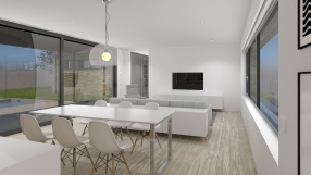 Vivienda en O Val, Narón. Estar-comedor