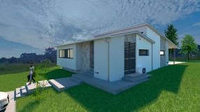 Vivienda en Xarío, Miño. Vista exterior, alzado Norte y Este