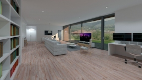 Vivienda Sésamo. Vista interior estar-comedor