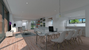 Vivienda Sésamo. Vista interior estar-comedor