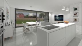 216-23 Vista interior estar-comedor desde cocina