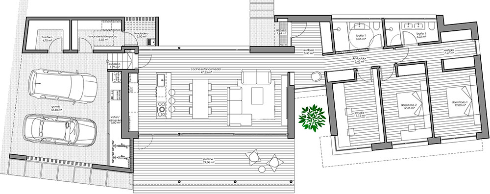 Vivienda Samoedo, planta de distribución