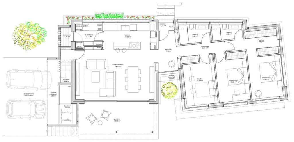 Planta distribución vivienda en Samoedo